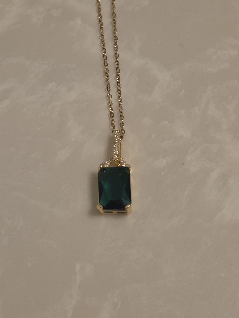 Women's Gold CZ and Emerald Necklace